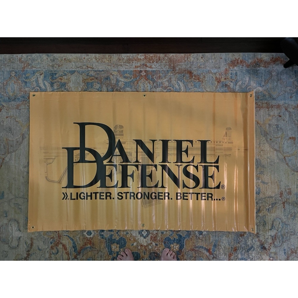 Daniel Defense 3' X 5' Vinyl Banner W Grommets MK 18 Silhouette DD Logo Yellow